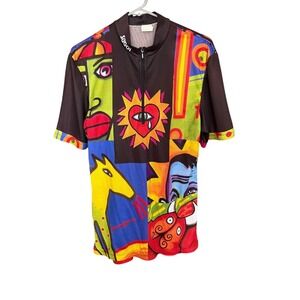Sugoi Cycling Vintage Jersey Art Print Short Sleeve Full Zip Bike Top